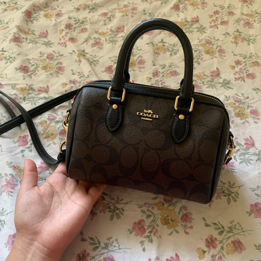 Brown coach mini bag